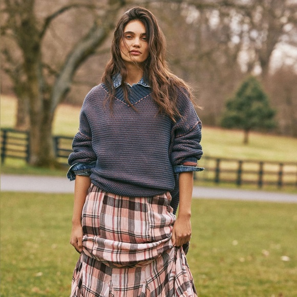 Free People Maisie Sweater in Midnight Cedar Combo - Picture 5 of 8